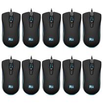 Mouse com Fio Rii RM105 USB RGB Óptico Pacote com 10