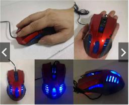 Mouse Com Fio Usb Led Azul Robusto E Grande 6 Botoes 1600dpi