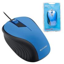 Mouse Emborrachado Azul C/ Fio USB 1200dpi Design Ergonômico