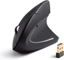 Mouse Ergonômico Vertical Sem Fio - 1600 DPI, 5 Botões, Preto