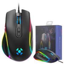 Mouse Fortrek Cruiser New Edition Gamer Com Iluminação Led Rgb Rainbow 12000 DPI Cabo 1,8m Têxtil 7 Botões Macro