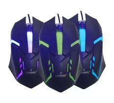 Mouse Gamer com Fio USB 1200 DPI RGB 3 Botões - Preto