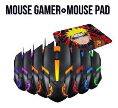 Mouse Gamer com Led com Mouse Pad Gamer