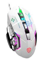 Mouse Gamer LED RGB Branco Com Fio USB - Genérico