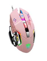 Mouse Gamer LED RGB Rosa com Fio - Genérico