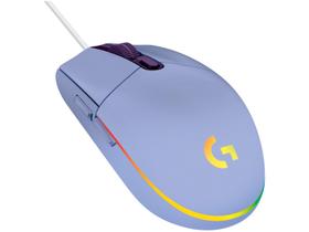 Mouse Gamer Logitech G203 LIGHTSYNC RGB, Efeito de Ondas de Cores, 6 Botões Programáveis e Até 8.000 DPI, Lilás - 910-005852 Mouse Gamer Logitech G203 LIGHTSYNC RGB, Efeito de Ondas de Cores, 6 Botões Programáveis e Até 8.000 DPI, Lilás - 910-005852