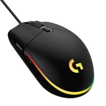 Mouse Gamer Logitech G203 RGB, Efeito de Ondas de Cores, 6 Botões Programáveis e At 8.000 DPI, Preto