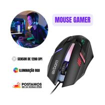 Mouse Gamer Profissional Led 7 Cores Iluminação RGB Com Fio USB 1200 DPI Exbom MS62