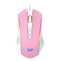 Mouse gamer redragon ranger, rgb, usb, 12400dpi, 9 botões, rosa com branco - m910pw-rgb