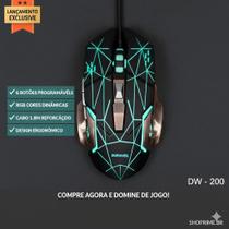 Mouse Gamer Rgb 6 Botão Lateral Com Fio 1.8M USB Dw200