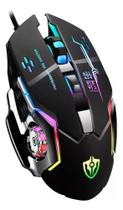 Mouse Gamer RGB Preto com Iluminação LED e Base Metálica