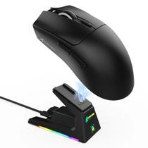 Mouse Gamer sem Fio Attack Shark X1 Ultraleve com Base de Carregamento Magnético RGB, Tri-Mode, 40.000 DPI, Sensor Óptico PAW3395 PRO, 6 Botões - P...