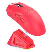Mouse Gamer sem Fio Attack Shark X11 com Base de Carregamento Magnético RGB, Tri-Mode, 22.000 DPI, Sensor Óptico PAW3311, 5 Botões - Vermelho