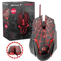 Mouse Gamer Spider Com Sensor Óptico Led Vermelho Pulsing Até 3200DPI Cabo de 1,5m Resistente Alta Qualidade - Fortrek