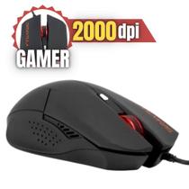 Mouse Gamer Tarantula OM-702 Para Escritório Alta Qualidade Luz Vermelha Cabo 1,5m Para Fps Até 2000DPI Com Frequência de 125Hz Cor Preta