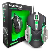 Mouse Gamer USB 2400dpi 6 botões Preto/Verde Led MO269