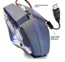 Mouse Gamer USB com Iluminação LED RGB 2400 DPI Ajustável