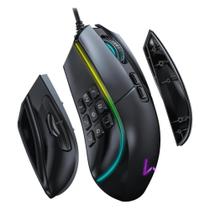 Mouse Gamer Warrior Roff USB 14 Botões RGB 10000DPI Preto