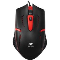 Mouse gammer ctech usb 1200dpi preto/vermelho
