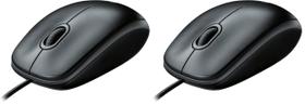 Mouse Logitech B100 com Fio USB Ambidestro Preto Kit com 2 Mouse Logitech B100 com Fio USB Ambidestro Preto Kit com 2