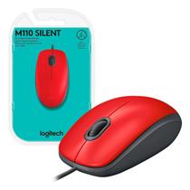 Mouse Logitech M110 Silent Usb, 1000 Dpi, Vermelho Mouse Logitech M110 Silent Usb, 1000 Dpi, Vermelho