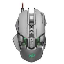 Mouse Mecânico para Jogos HXSJ J800 - 6400 DPI, 7 Teclas RGB, Ajustável - Cinza Prateado