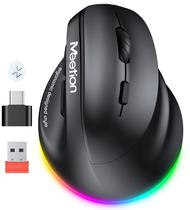 Mouse MEETION Ergonômico Vertical BTM010 Wireless RGB Preto