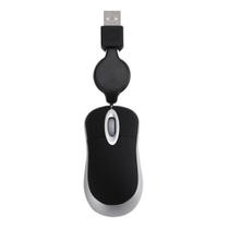 Mouse mini óptico usb retrátil preto