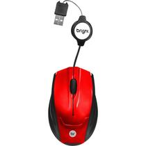 Mouse mini optico usb retratil vermelho usb bright