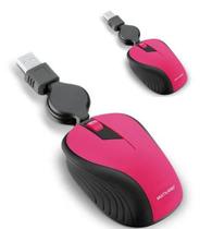 Mouse Multilaser com Fio Retrátil cor Rosa 1200 dpi Windows/Mac óptico Lindo Macio Emborrachado