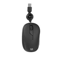 Mouse Multilaser USB Com Fio Retrátil 1200dpi Cabo de 75cm 3 Botões Ergonômico Textura Emborrachada Preto MO231