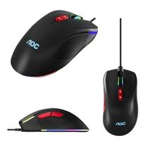 Mouse Óptico Aoc Com Fio Usb Preto 7200 Dpi 07 Botões Led