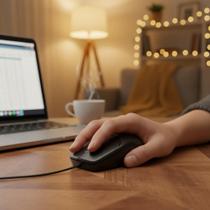 Mouse Óptico com Fio Preto USB para Computador PC Notebook Alta Precisão Ergônomico