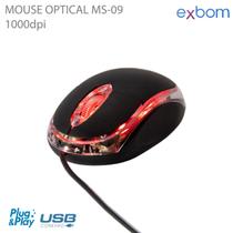 Mouse Optico Com Fio Usb 3 Botões 1000 Dpi Led Rosa