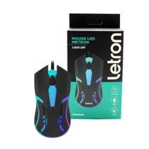 Mouse Óptico Gamer com Led 3 Botões 1000DPI USB Metron Letron