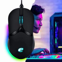Mouse Óptico Jogo Gamer Com Fio Cabo Usb Preto Luz Rgb 3200 Dpi
