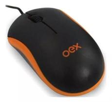 Mouse Óptico Oex Com Fio Ms-103 - Preto E Laranja