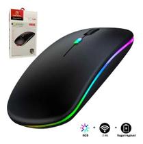Mouse Óptico Sem Fio Luminoso Led Leve Silencioso Recarrega Mouse Óptico Sem Fio Luminoso Led Leve Silencioso Recarrega