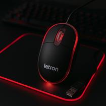 Mouse Óptico USB 800 DPI LBlack Design Ergonômico, Precisão e Conforto para Escritório e Home Office - Letron