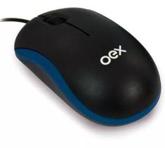 Mouse Óptico Usb Preto E Azul Ms103 - Oex