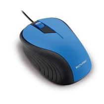 Mouse optico usb wave 1200dpi azul/preto emborrachado multilaser