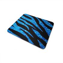 Mouse Pad 21x18 Antiderrapante Efeito Zebra Azul Glitter - Personalize do seu jeito