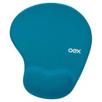 Mouse pad apoio ergonomico gel confort azul turquesa oex mp200