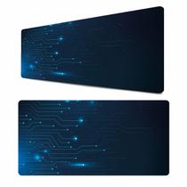 Mouse Pad Azul Estilo Tecnológico Base para Mesa Gamer Acessório em Vários Tamanhos