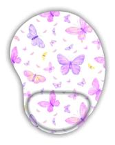Mouse Pad Com Apoio Borboletas Coquette Rosa