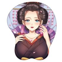 Mouse pad com suporte para descanso de pulso, gel de silicone, design de anime
