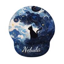 Mouse pad de suporte de pulso Nebula Design com gato preto 188 x 227 mm