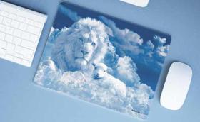 Mouse Pad Emborrachado Personalizado Grande Leão e Cordeiro