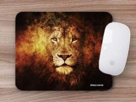 Mouse Pad Emborrachado Personalizado Leão Fogo