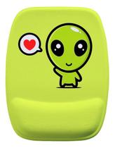 Mouse Pad Ergonomico Alien Verde Coração Kawaii
